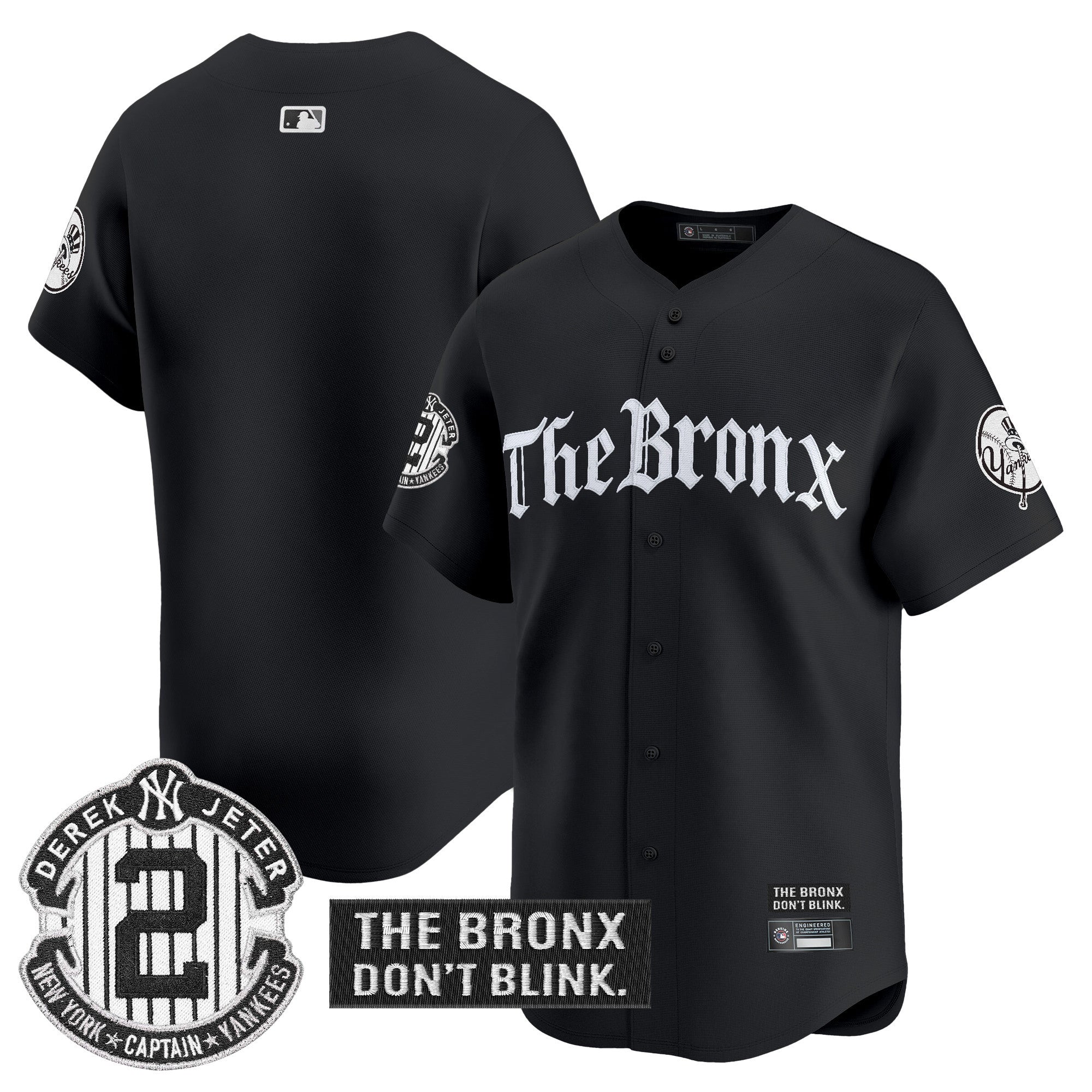 Men's Yankees 'The Bronx - Gothic Ink Drop Edition' Vapor Premier Limited Jersey - All Stitched - Black, Team