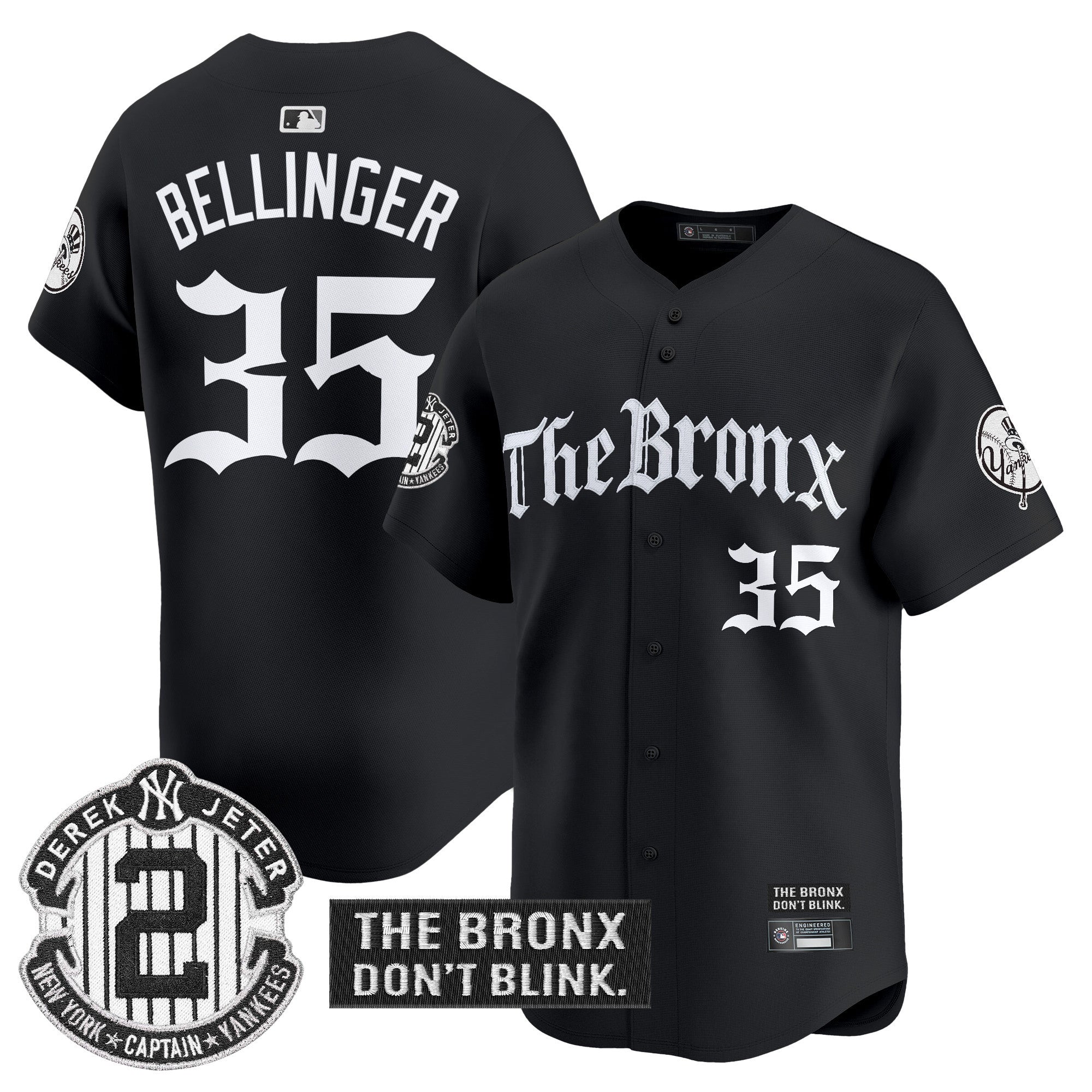 Men's Yankees 'The Bronx - Gothic Ink Drop Edition' Vapor Premier Limited Jersey - All Stitched - Black, Cody Bellinger