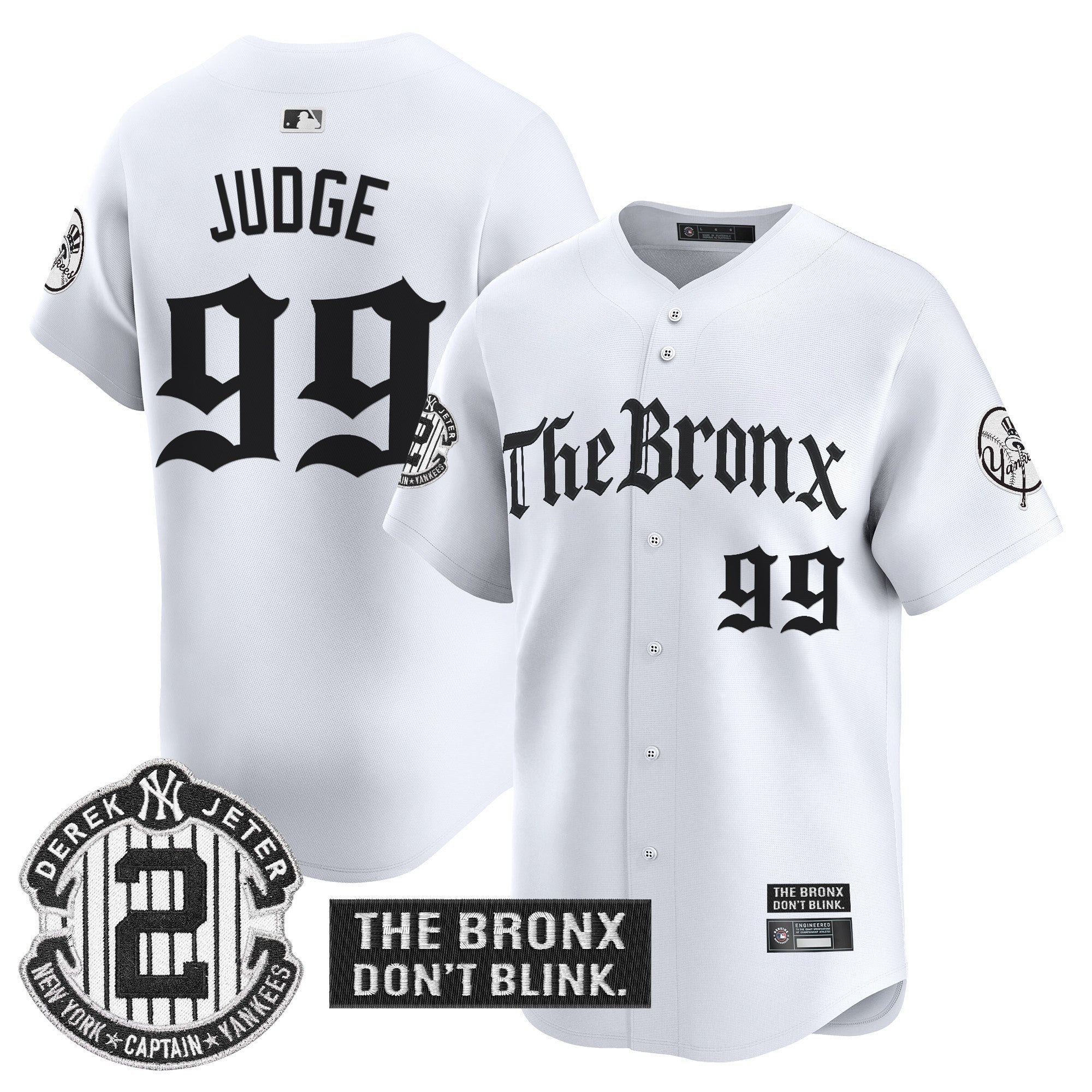 Men's Yankees 'The Bronx - Gothic Ink Drop Edition' Vapor Premier Limited Jersey - All Stitched - White, Aaron Judge