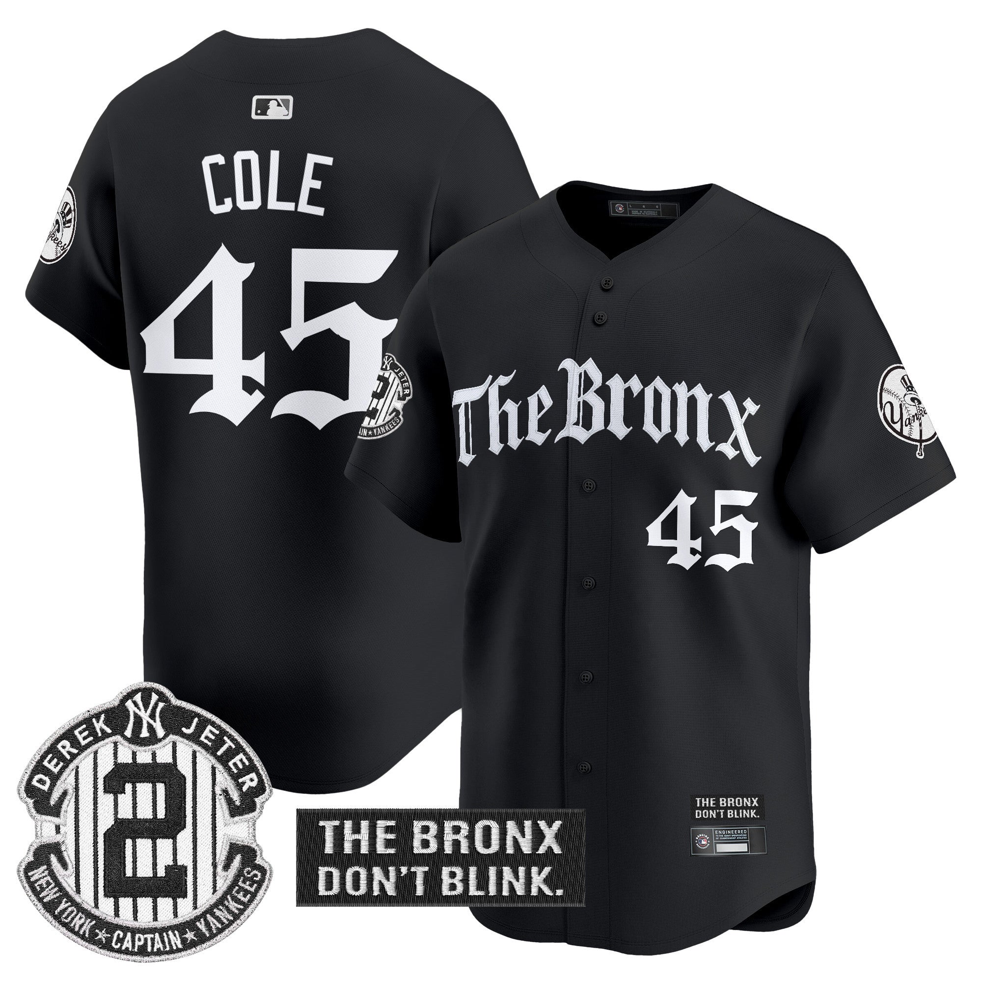 Men's Yankees 'The Bronx - Gothic Ink Drop Edition' Vapor Premier Limited Jersey - All Stitched - Black, Gerrit Cole