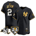 Men's Yankees Vapor Premier Limited Jersey - New York Patch - All Stitched - Black Gold, Derek Jeter