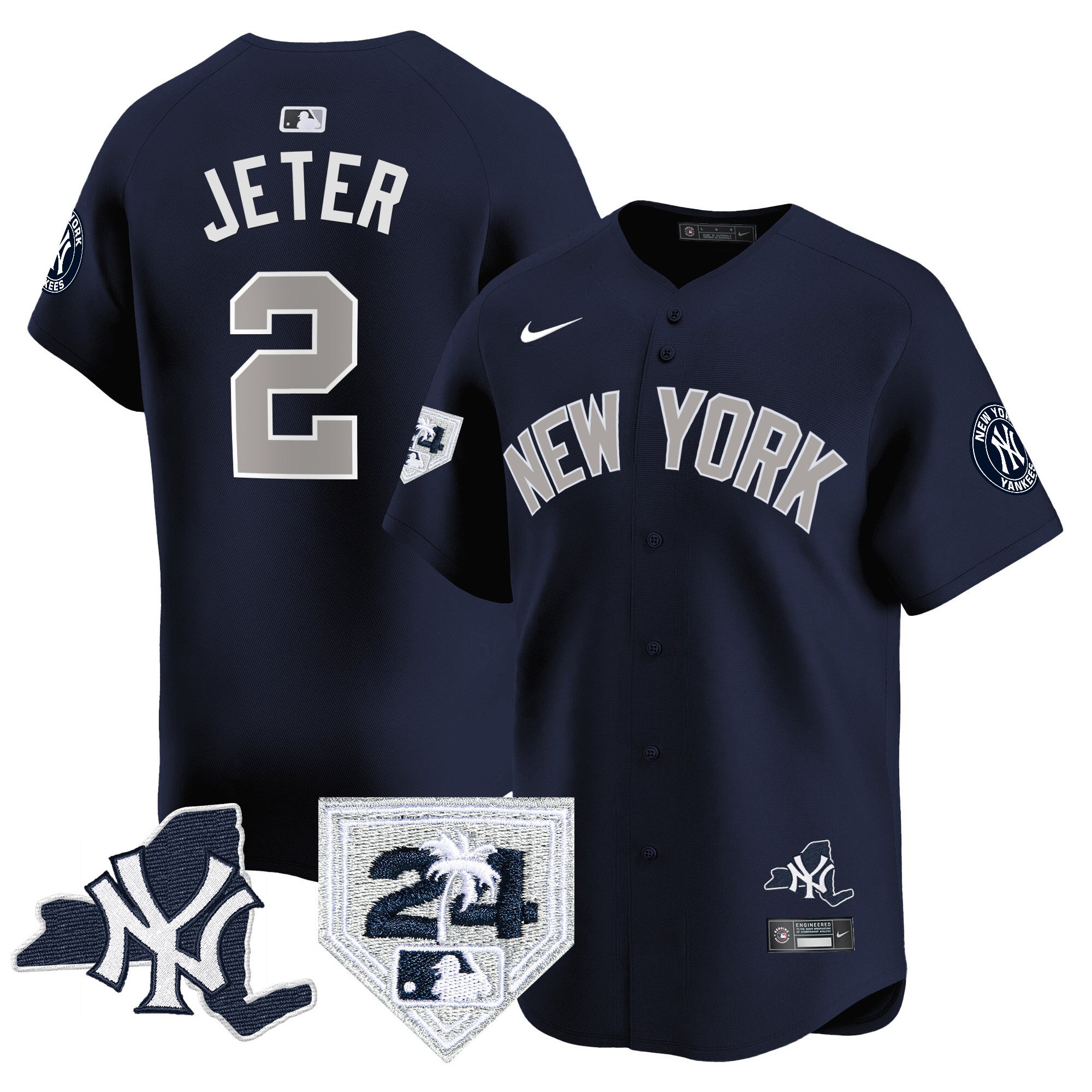Men's Yankees Vapor Premier Limited Jersey - New York Patch - All Stitched - Alternate, Derek Jeter