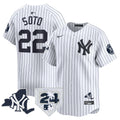 Men's Yankees Vapor Premier Limited Jersey - New York Patch - All Stitched - White, Juan Soto