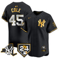 Men's Yankees Vapor Premier Limited Jersey - New York Patch - All Stitched - Black Gold, Gerrit Cole