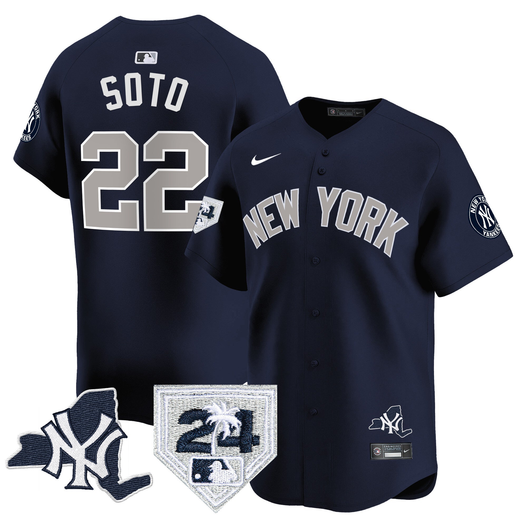 Men's Yankees Vapor Premier Limited Jersey - New York Patch - All Stitched - Alternate, Juan Soto