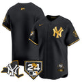 Men's Yankees Vapor Premier Limited Jersey - New York Patch - All Stitched - Black Gold, Team