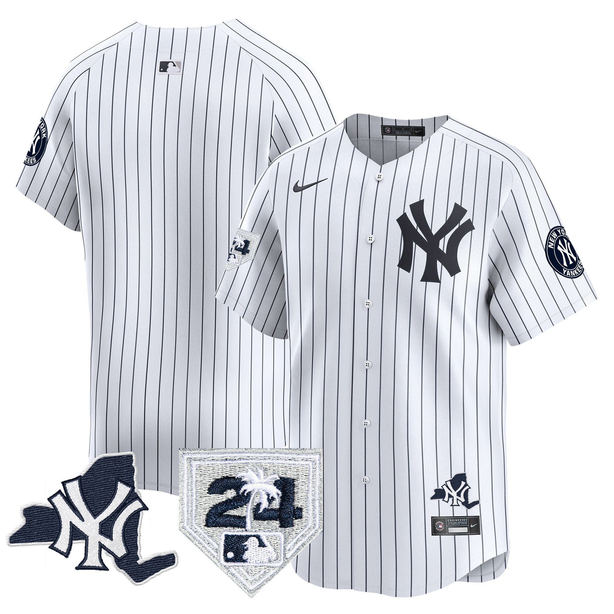 Men's Yankees Vapor Premier Limited Jersey - New York Patch - All Stitched - White, Team