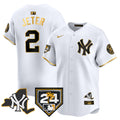 Men's Yankees Vapor Premier Limited Jersey - New York Patch - All Stitched - White Gold, Derek Jeter