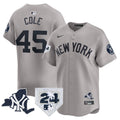 Men's Yankees Vapor Premier Limited Jersey - New York Patch - All Stitched - Gray, Gerrit Cole