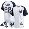Men's Yankees Vapor Premier Limited Jersey - New York Patch - All Stitched - White Alternate, Juan Soto