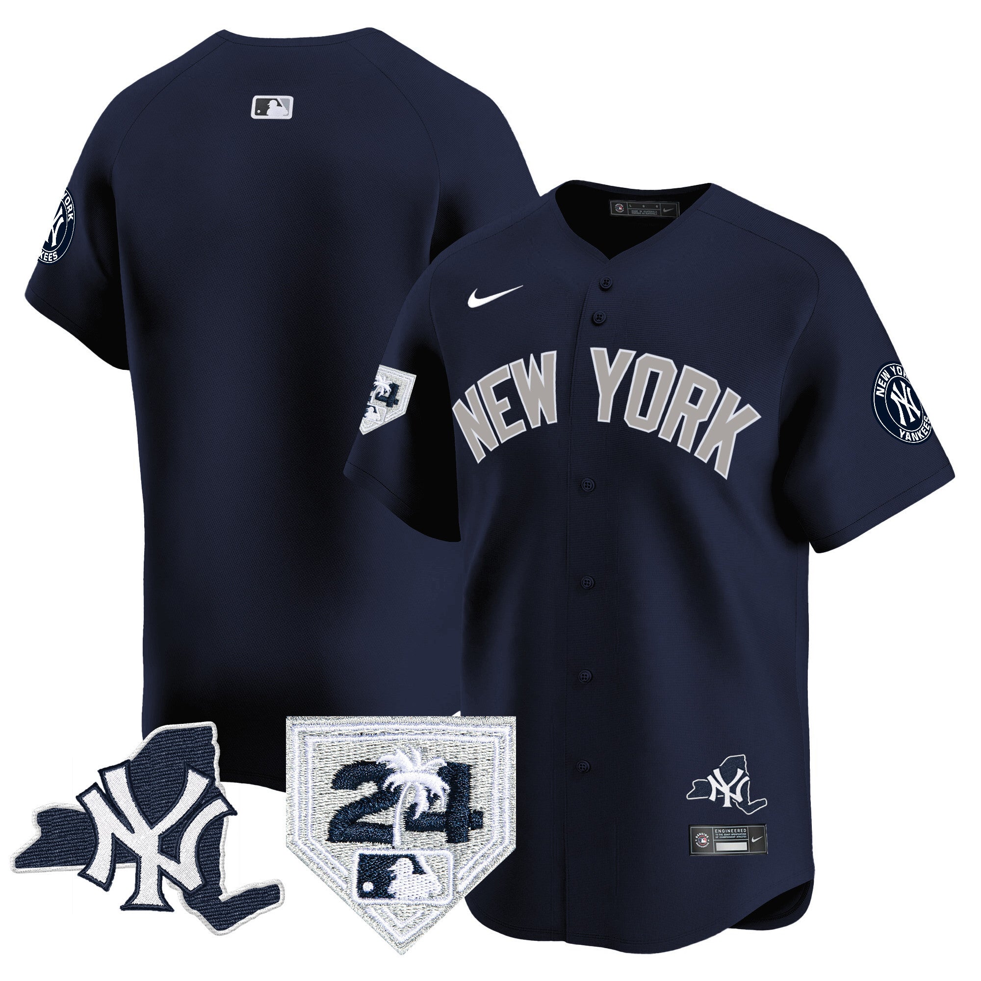 Men's Yankees Vapor Premier Limited Jersey - New York Patch - All Stitched - Alternate, Team