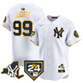 Men's Yankees Vapor Premier Limited Jersey - New York Patch - All Stitched - White Gold, Aaron Judge