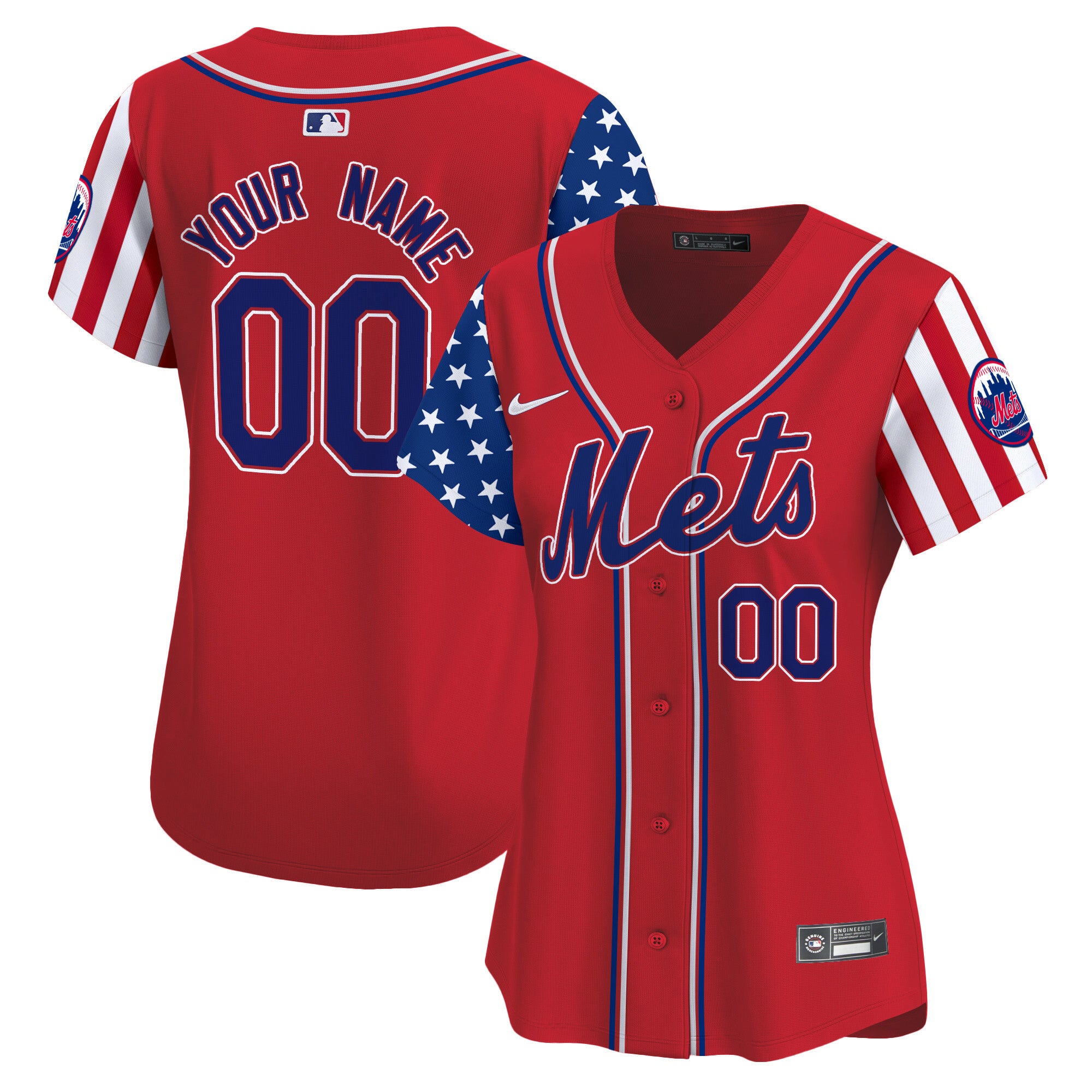 Mets 2024 Independence Day Vapor Premier Limited Custom Jersey - All Stitched - Women, Red