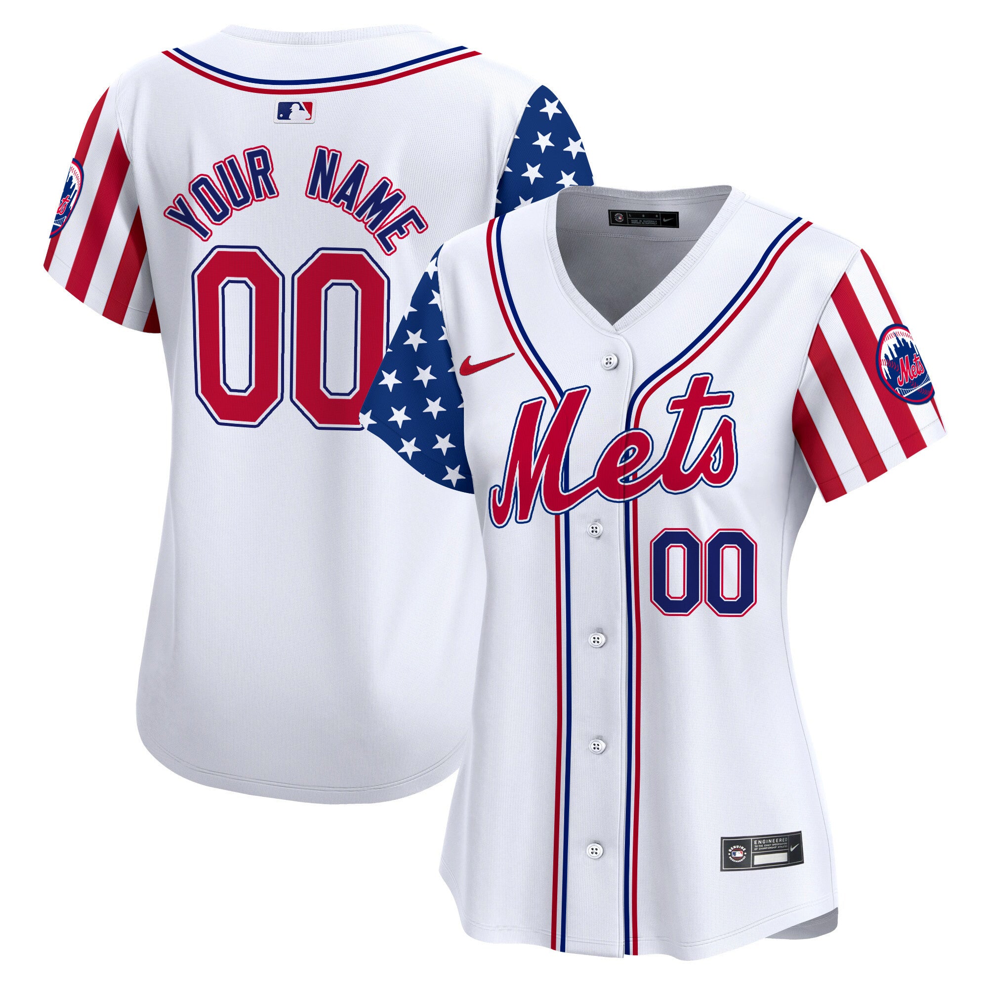 Mets 2024 Independence Day Vapor Premier Limited Custom Jersey - All Stitched - Women, White