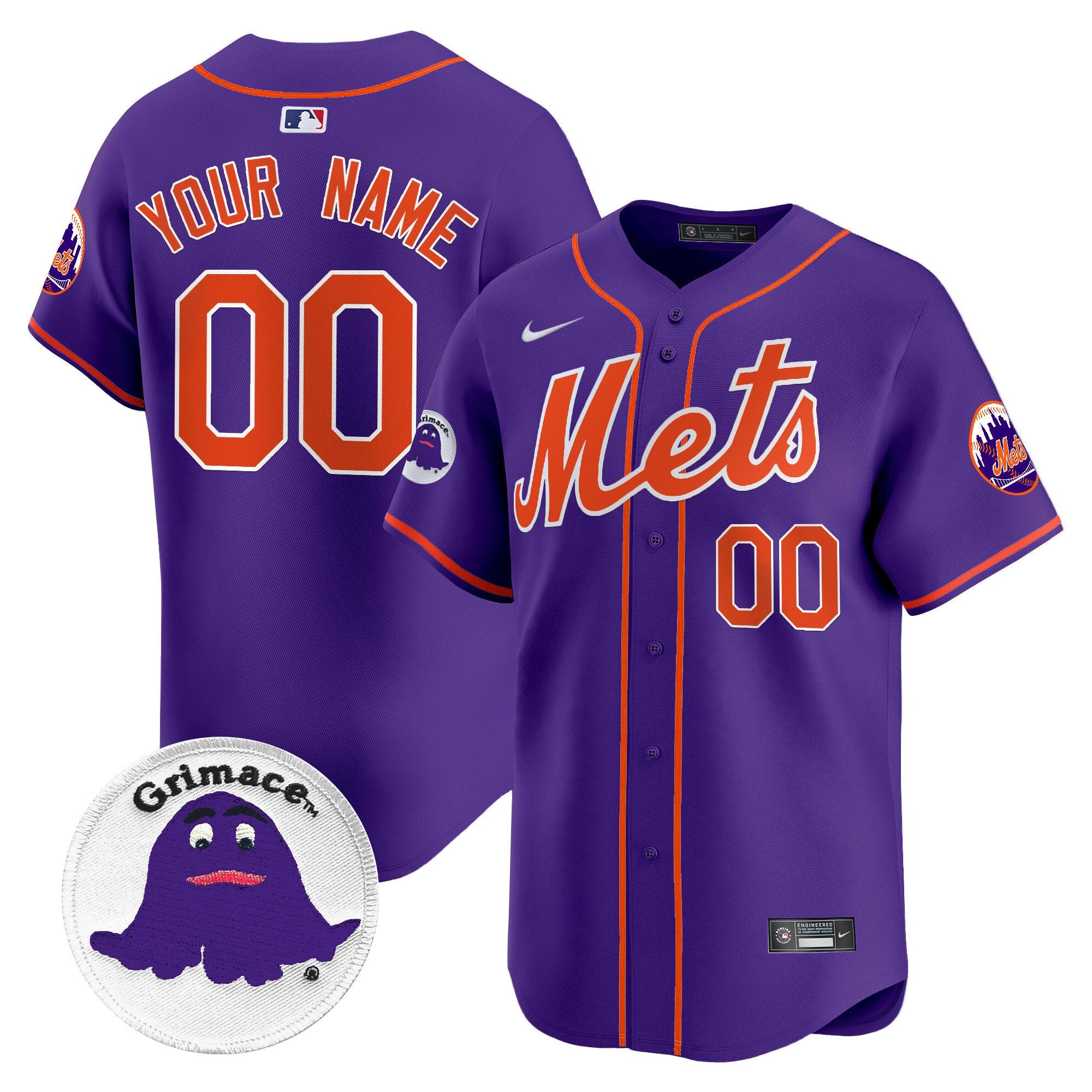 Mets Grimace Vapor Premier Limited Custom Jersey - All Stitched - Men, Purple