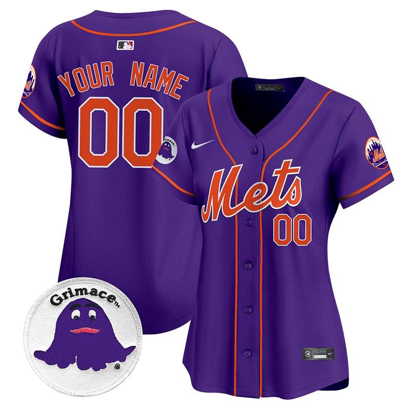 Mets Grimace Vapor Premier Limited Custom Jersey - All Stitched - Women, Purple