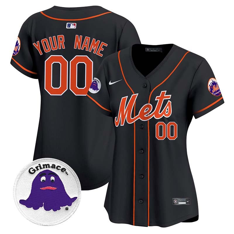 Mets Grimace Vapor Premier Limited Custom Jersey - All Stitched - Women, Black