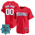Miami Marlins 30 Seasons Anniversary Patch Vapor Premier Limited Custom Jersey - All Stitched - Youth, City Connect