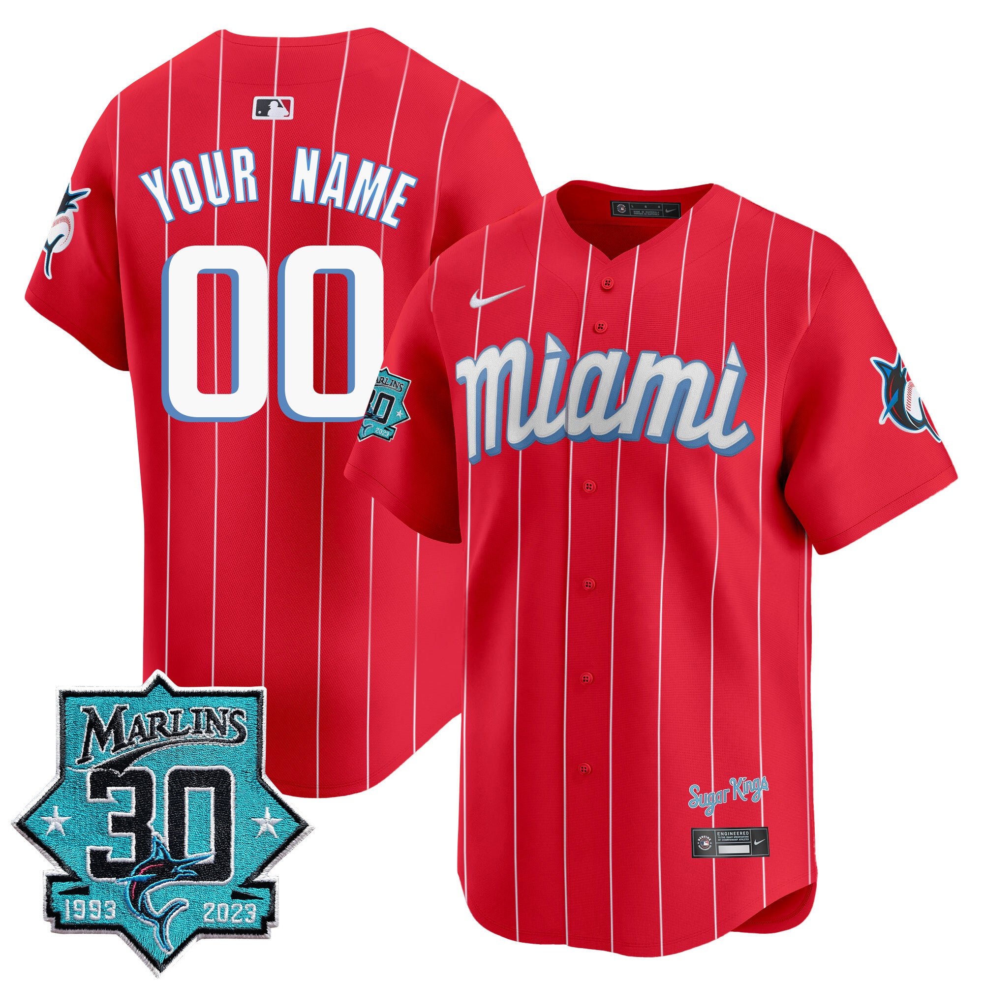 Miami Marlins 30 Seasons Anniversary Patch Vapor Premier Limited Custom Jersey - All Stitched - Youth, City Connect