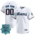 Miami Marlins 30 Seasons Anniversary Patch Vapor Premier Limited Custom Jersey - All Stitched - Men, White
