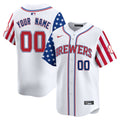 Milwaukee Brewers 2024 Independence Day Vapor Premier Limited Custom Jersey - All Stitched - Men, White