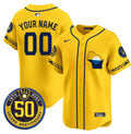 Milwaukee Brewers Golden 50th Anniversary Patch Vapor Premier Limited Custom Jersey - All Stitched - Youth, Gold