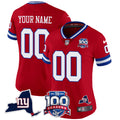 New York Giants 100th Season & State Patch Vapor Limited Custom Jersey - All Stitched - Women, Red