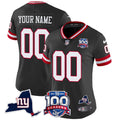 New York Giants 100th Season & State Patch Vapor Limited Custom Jersey - All Stitched - Women, Black