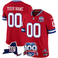 New York Giants 100th Season & State Patch Vapor Limited Custom Jersey - All Stitched - Men, Red