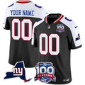 New York Giants 100th Season & State Patch Vapor Limited Custom Jersey - All Stitched - Men, Black Alternate