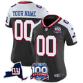 New York Giants 100th Season & State Patch Vapor Limited Custom Jersey - All Stitched - Women, Black Alternate