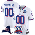 New York Giants 100th Season & State Patch Vapor Limited Custom Jersey - All Stitched - Men, White