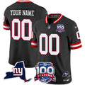 New York Giants 100th Season & State Patch Vapor Limited Custom Jersey - All Stitched - Men, Black