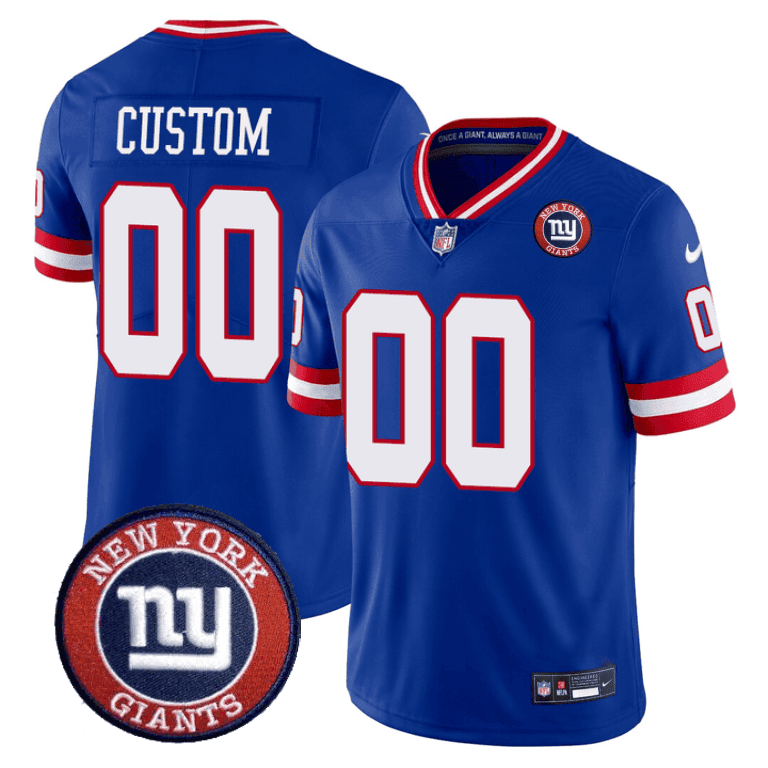 New York Giants Logo Patch Limited Custom Jersey - All Stitched - Men, Royal