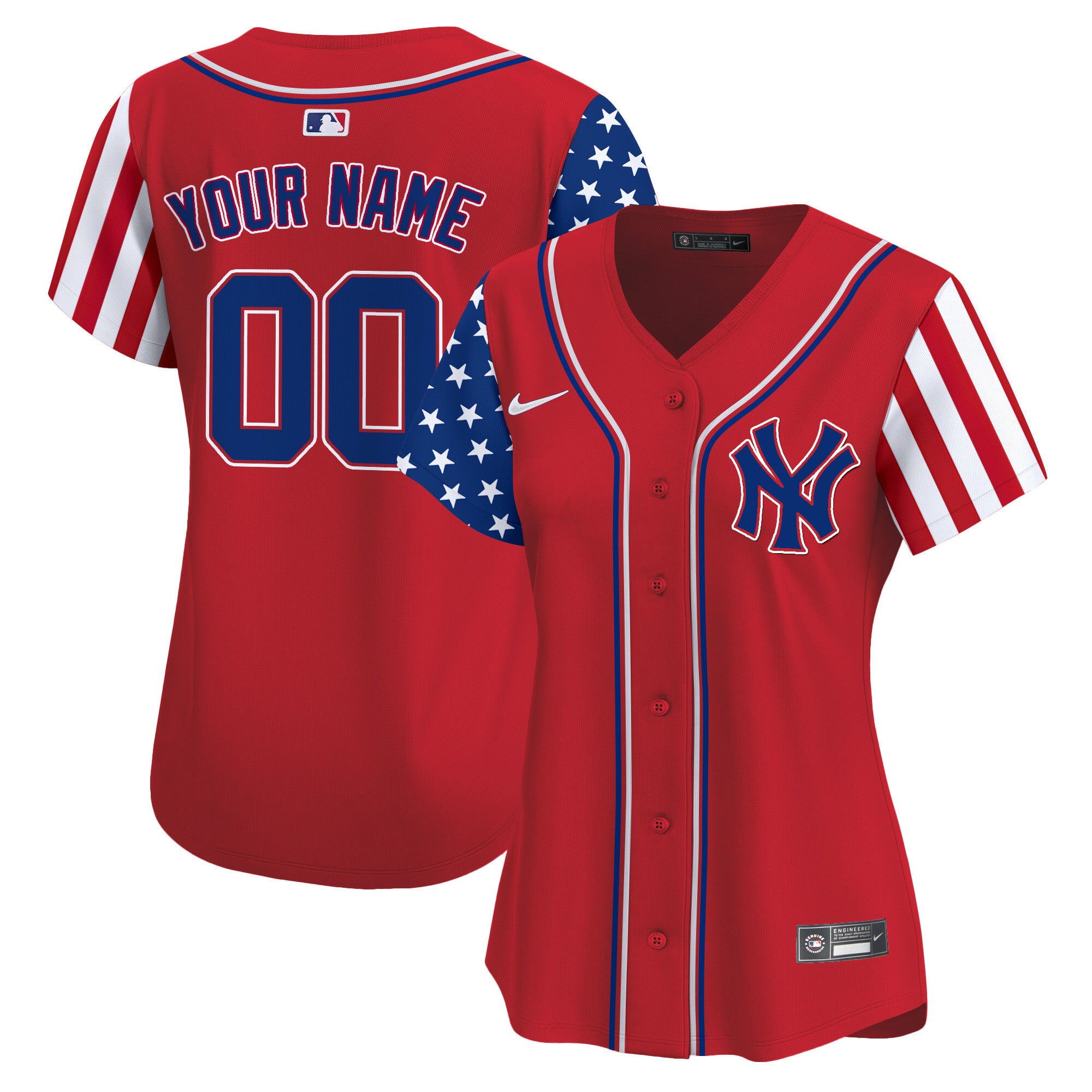New York Yankees 2024 Independence Day Vapor Premier Limited Custom Jersey - All Stitched - Women, Red