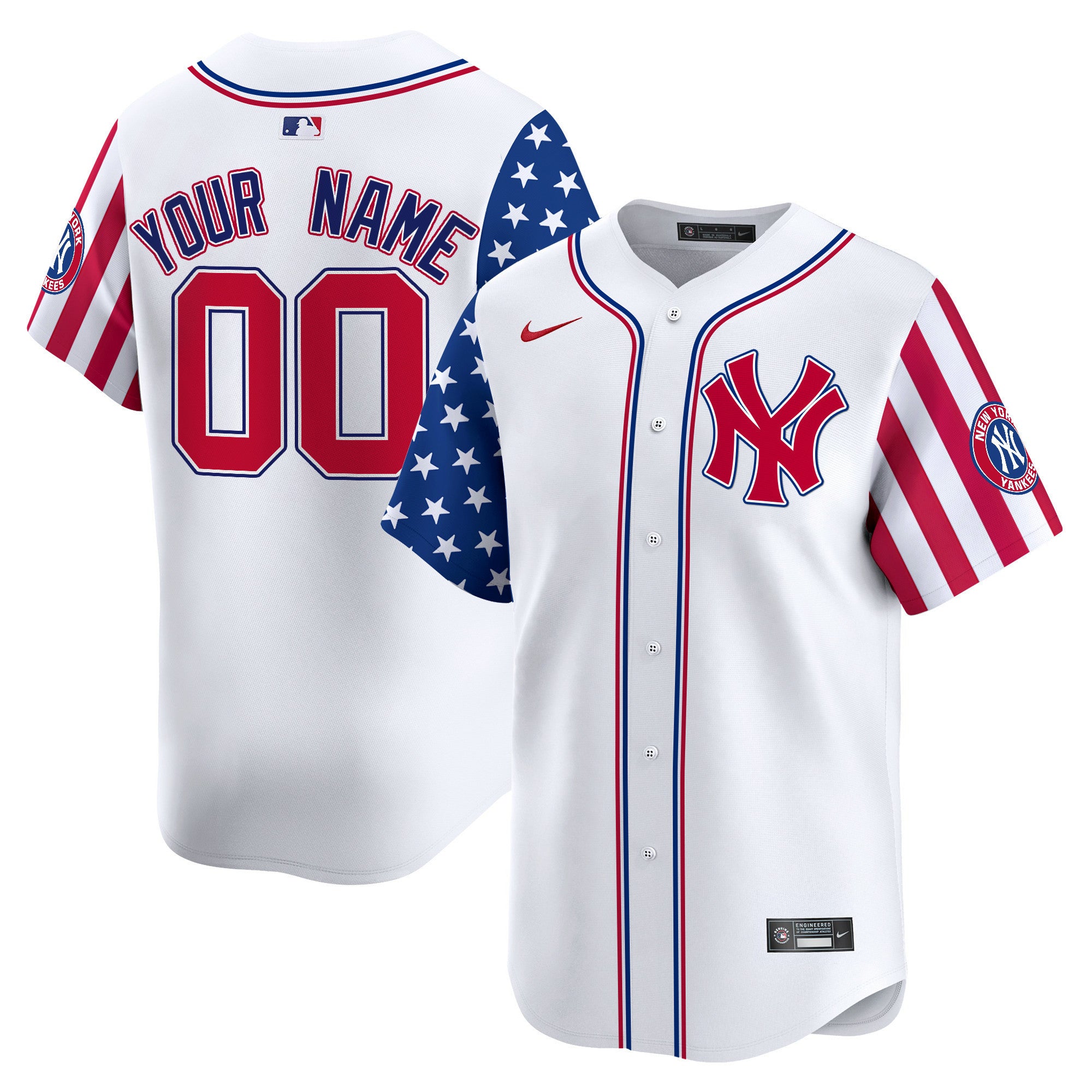 New York Yankees 2024 Independence Day Vapor Premier Limited Custom Jersey - All Stitched - Men, White