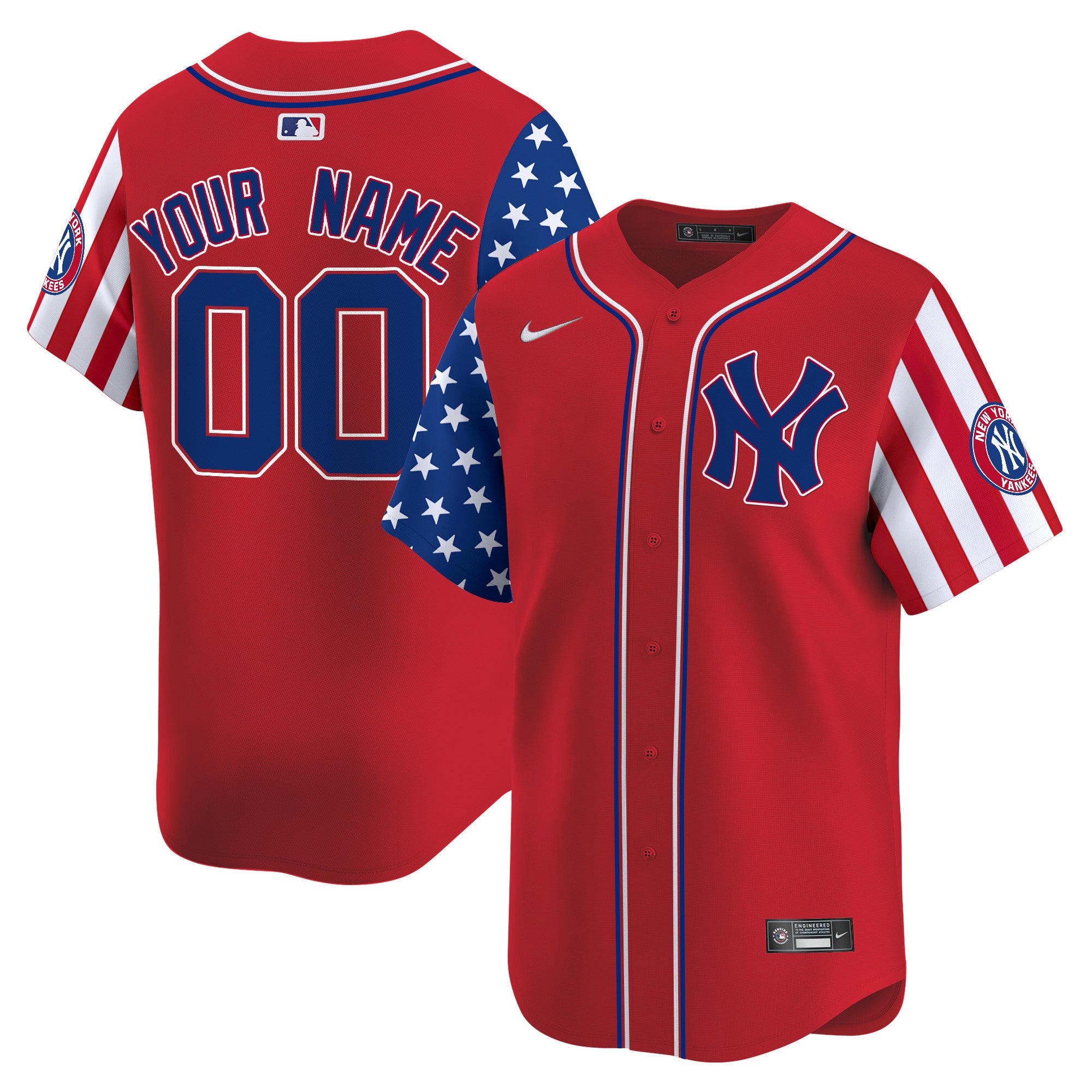 New York Yankees 2024 Independence Day Vapor Premier Limited Custom Jersey - All Stitched - Men, Red