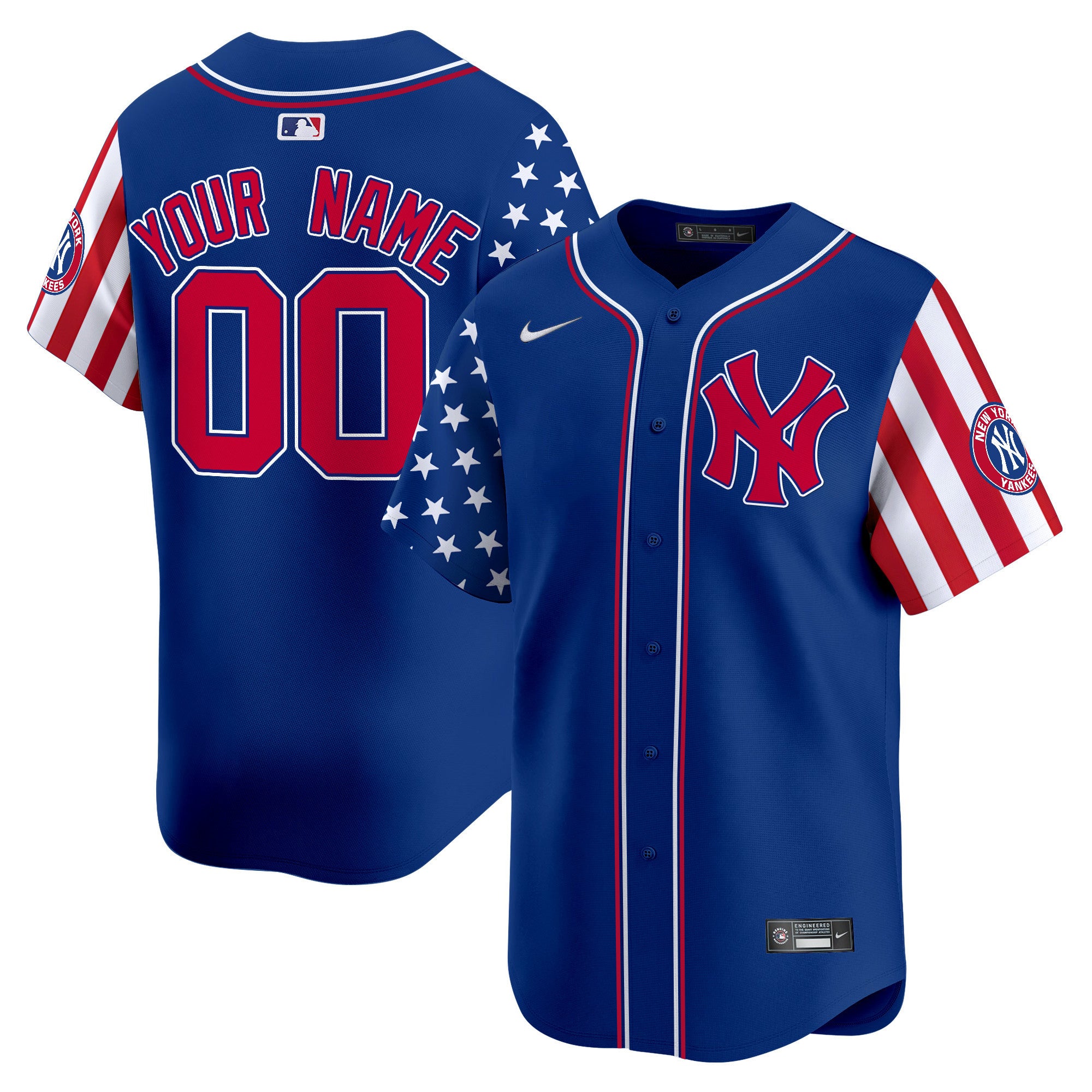 New York Yankees 2024 Independence Day Vapor Premier Limited Custom Jersey - All Stitched - Men, Royal
