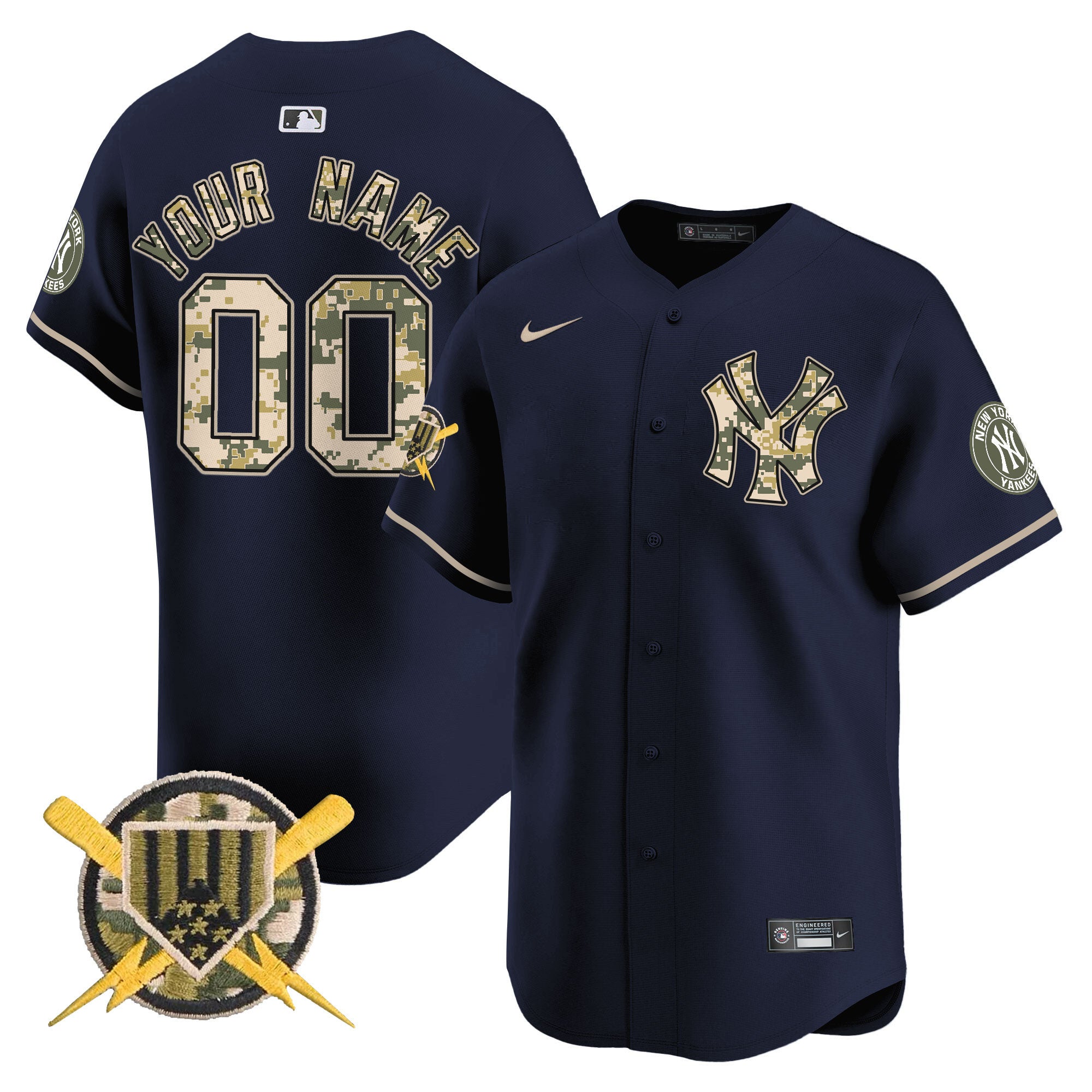 New York Yankees Armed Forces Day Vapor Premier Limited Custom Jersey - All Stitched - Men, Navy