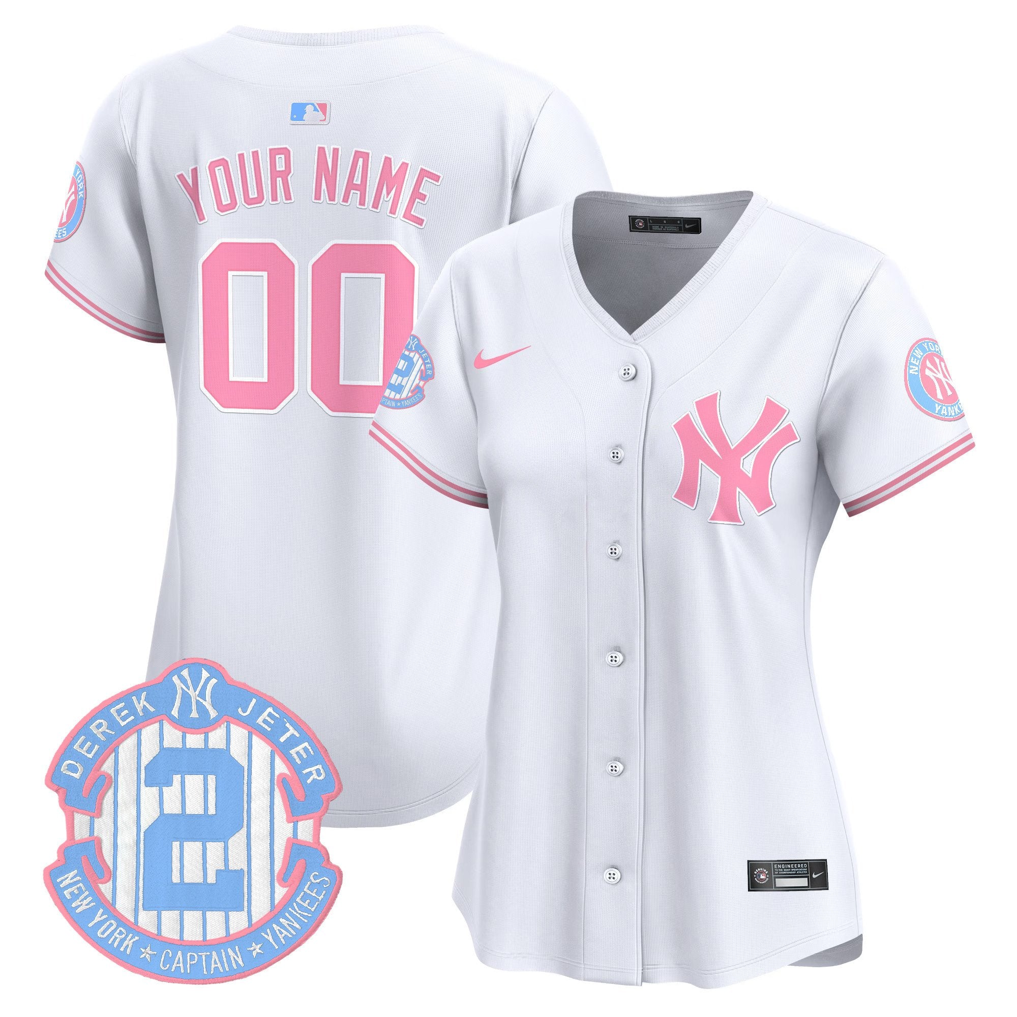 New York Yankees Bubblegum Pink Vapor Premier Limited Custom Jersey - All Stitched - Women, White