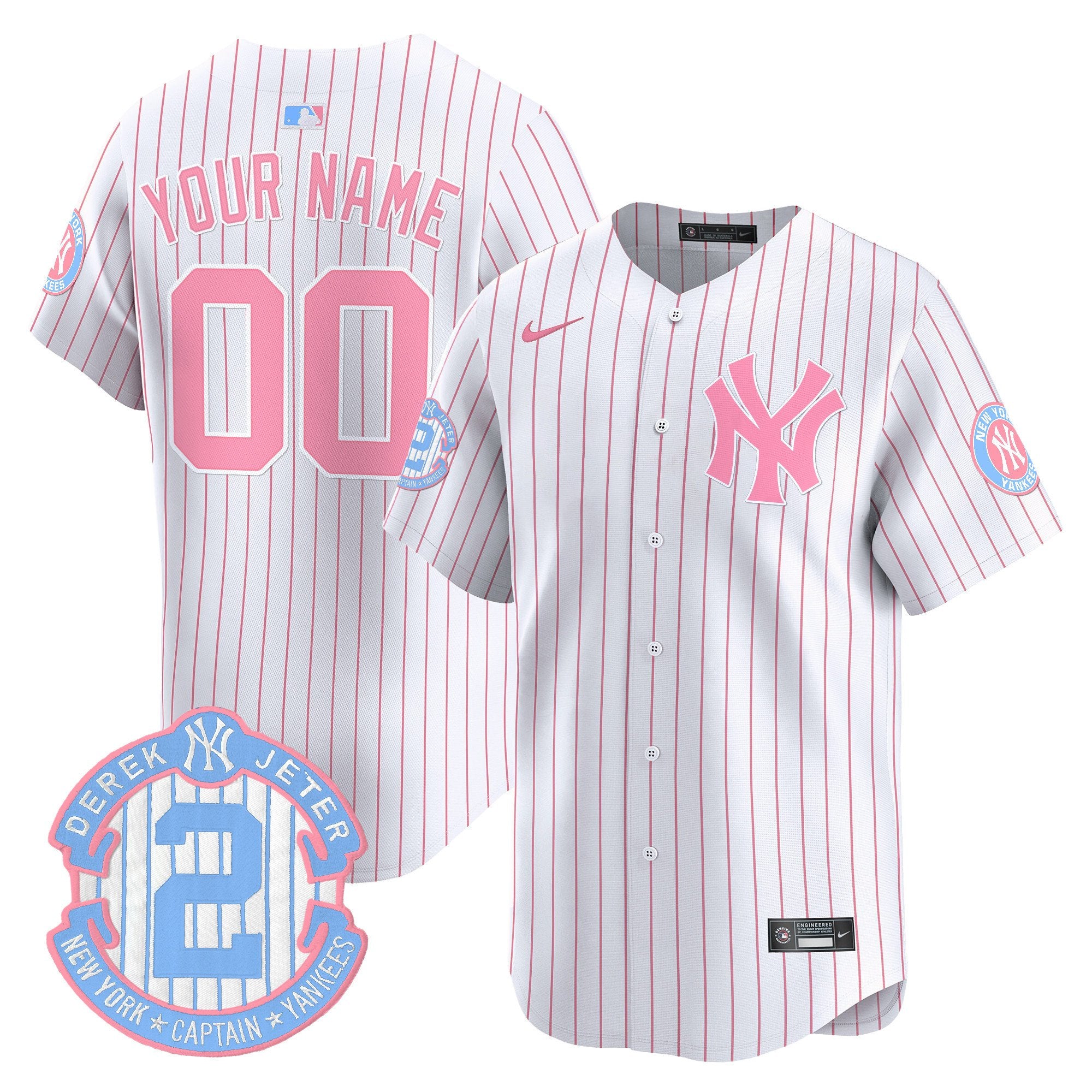 New York Yankees Bubblegum Pink Vapor Premier Limited Custom Jersey - All Stitched - Men, Pinstripe