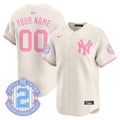 New York Yankees Bubblegum Pink Vapor Premier Limited Custom Jersey - All Stitched - Men, Cream