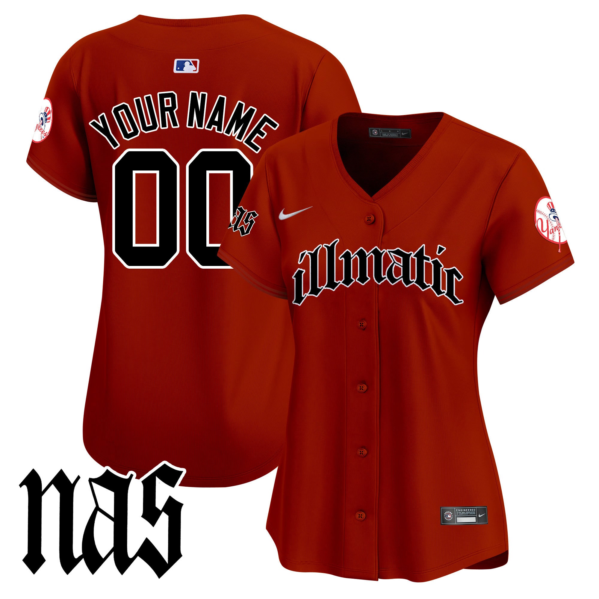 New York Yankees Nas Illmatic Vapor Premier Limited Custom Jersey - All Stitched - Women, Illmatic