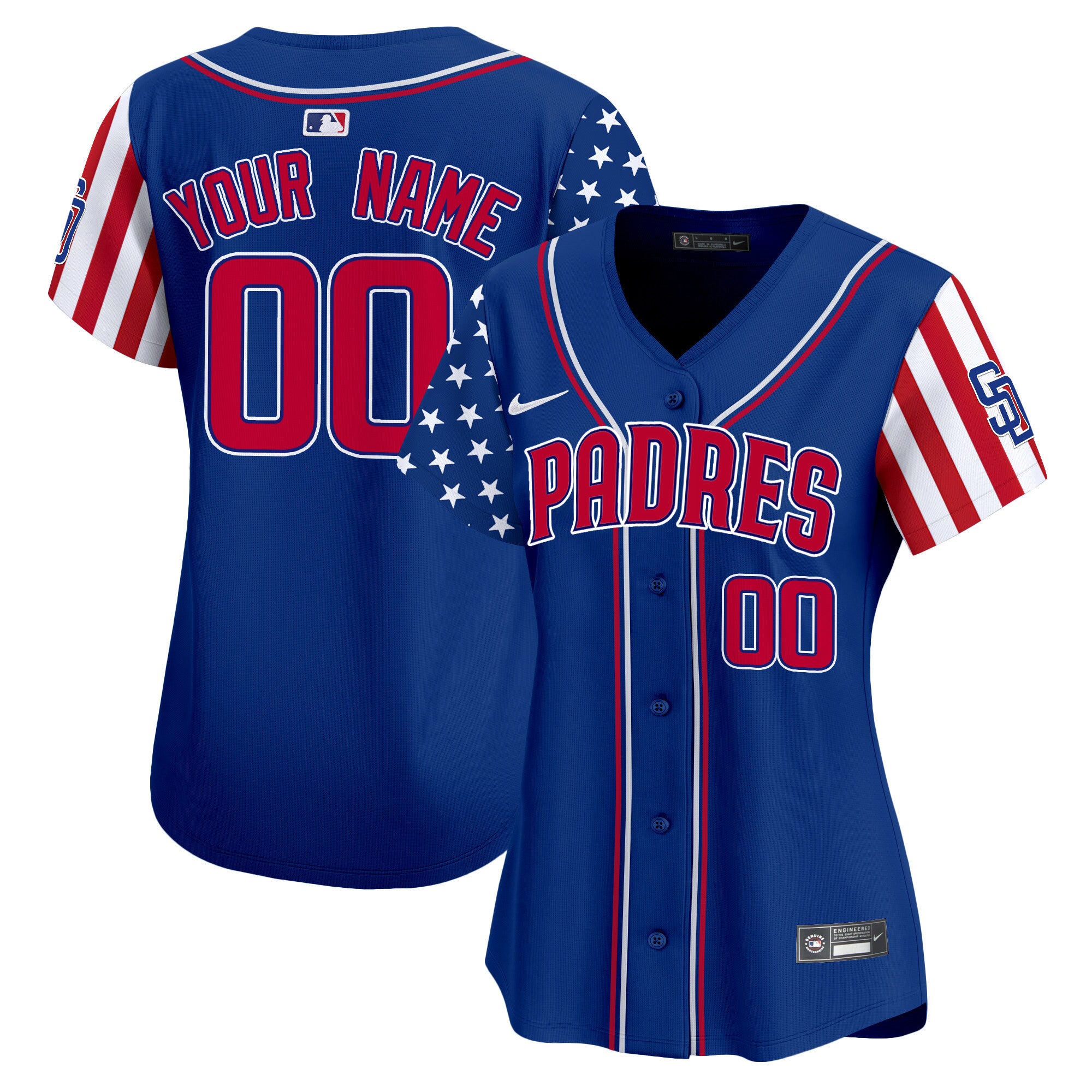 Padres 2024 Independence Day Vapor Premier Limited Custom Jersey - All Stitched - Women, Royal