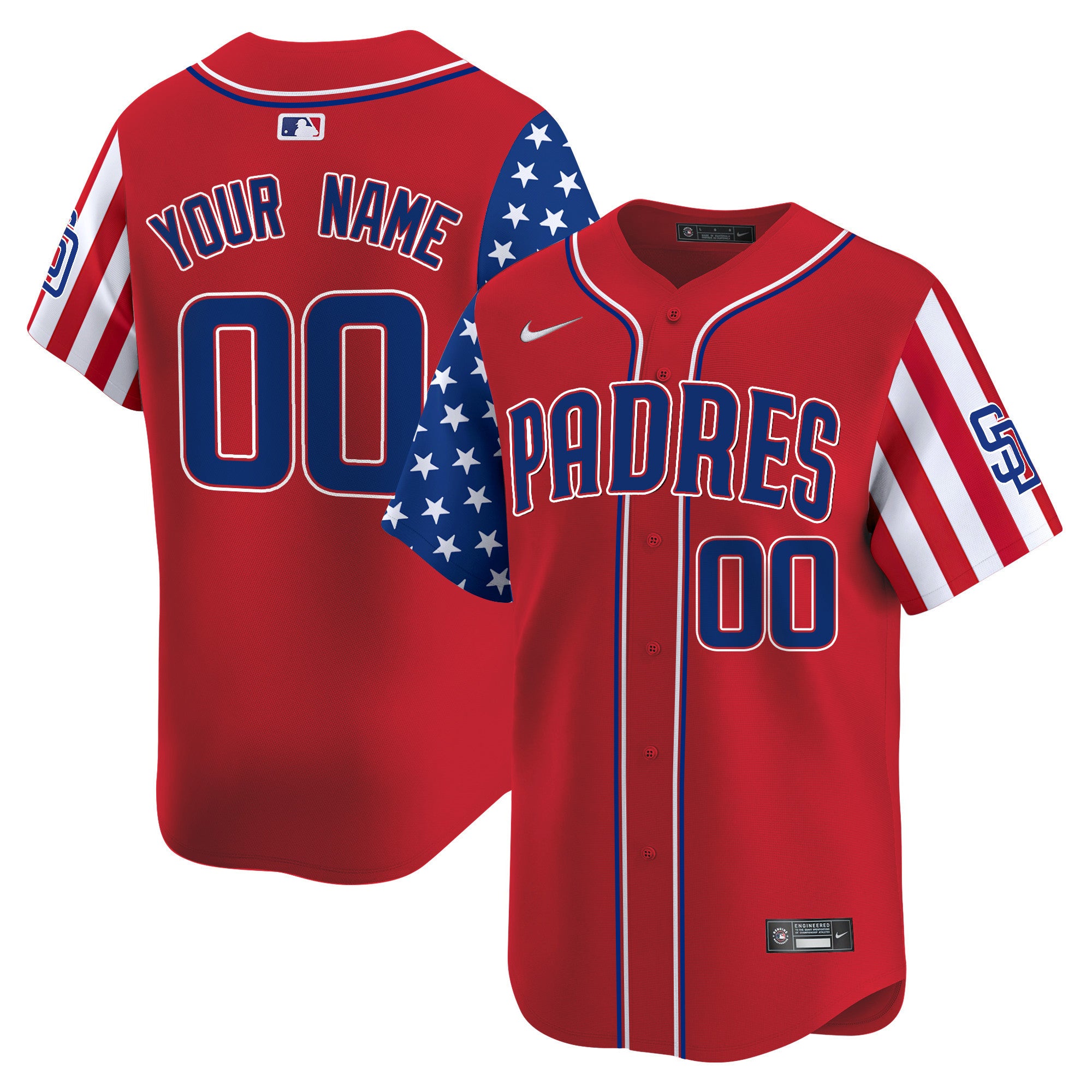 Padres 2024 Independence Day Vapor Premier Limited Custom Jersey - All Stitched - Men, Red