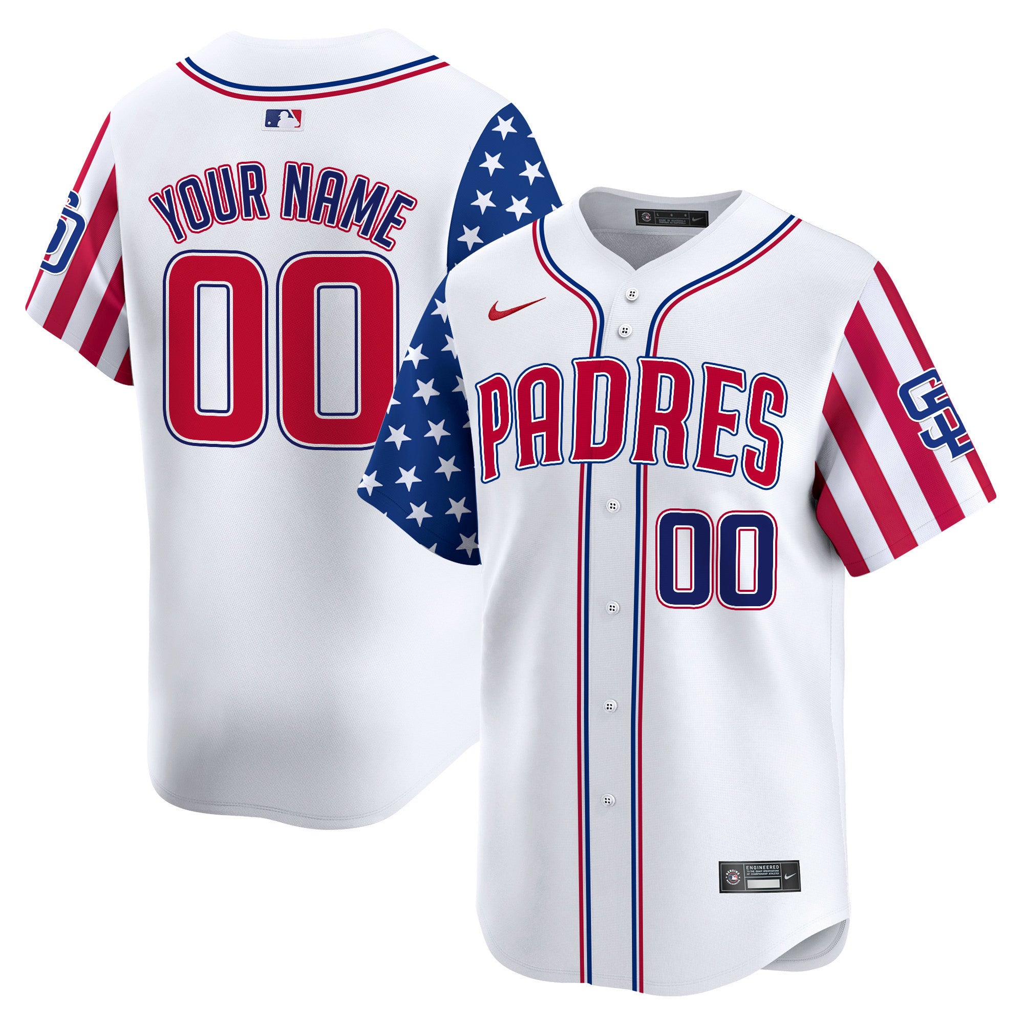 Padres 2024 Independence Day Vapor Premier Limited Custom Jersey - All Stitched - Men, White