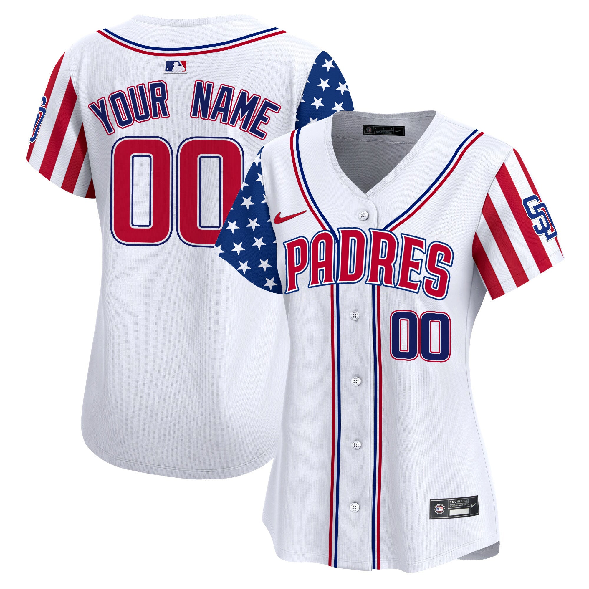 Padres 2024 Independence Day Vapor Premier Limited Custom Jersey - All Stitched - Women, White