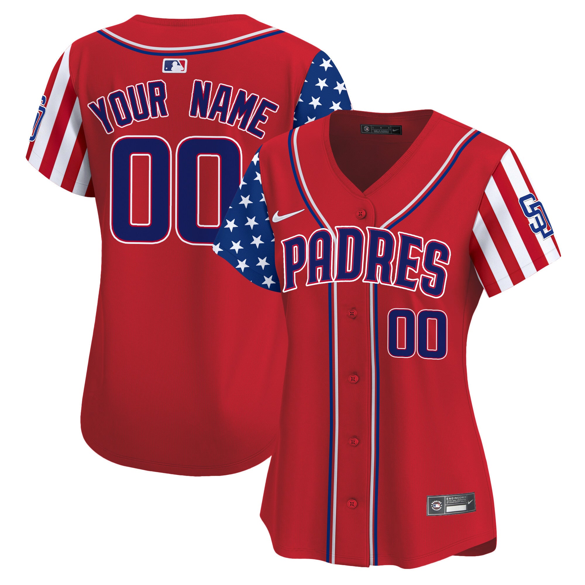 Padres 2024 Independence Day Vapor Premier Limited Custom Jersey - All Stitched - Women, Red