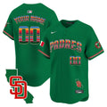 Padres Mexico California Patch Vapor Premier Limited Custom Jersey - All Stitched - Men, Green