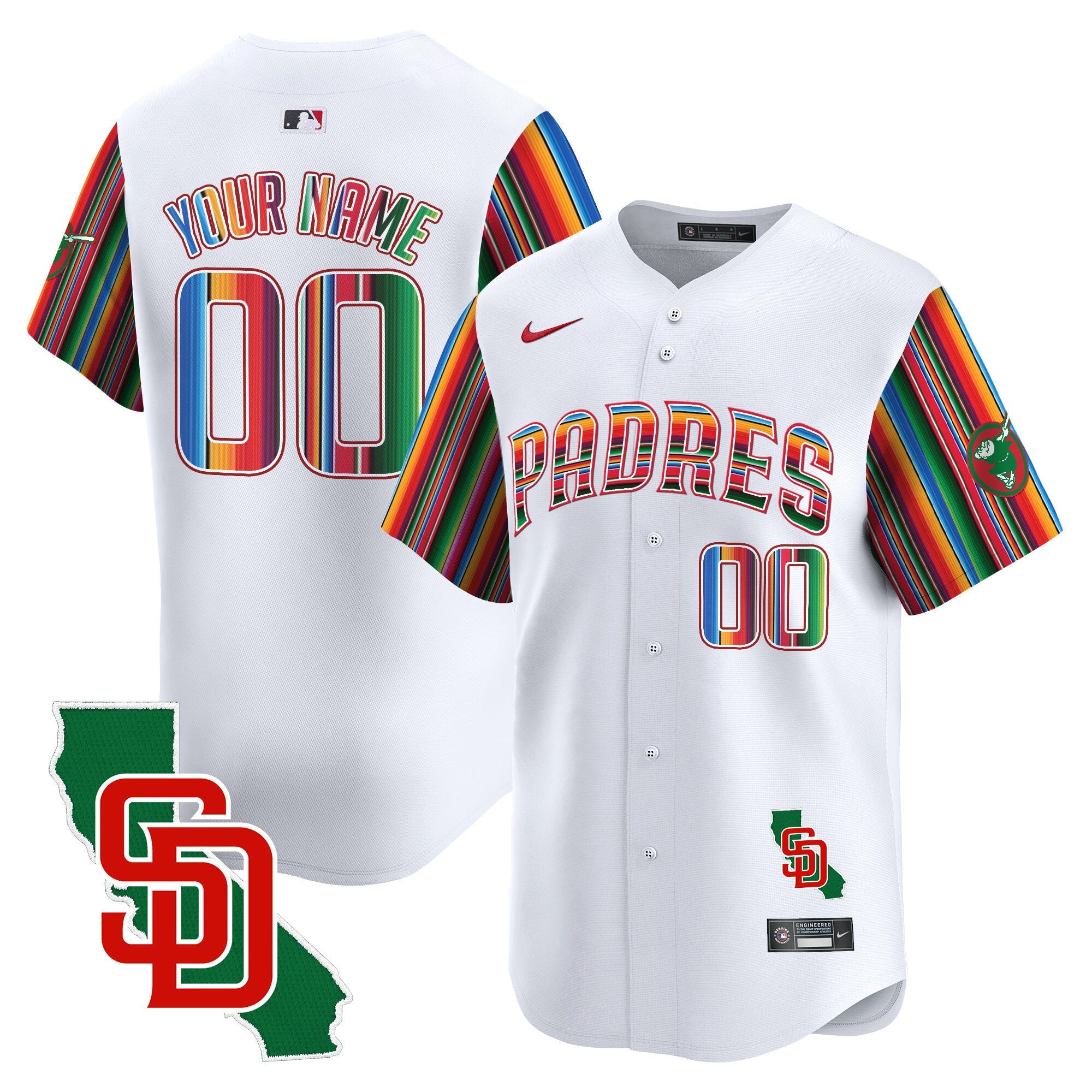 Padres Mexico California Patch Vapor Premier Limited Custom Jersey V6 - All Stitched - Men, White
